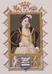 Retrato de Henry Grey (d.1554) Duque de Suffolk de Memorias de la Corte de la Reina Isabel, publicado en 1825